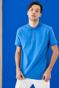 ALTINYILDIZ CLASSICS Pánske tričko Royal Blue 100% Bavlna s vyhrňovacím golierom Slim Fit Slim Fit polo výstrih s krátkym rukávom