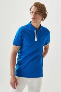 ALTINYILDIZ CLASSICS Men's Saks Slim Fit Slim Fit Slogan Polo Neck 100% Cotton T-Shirt