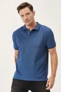 ALTINYILDIZ CLASSICS Men's Shrink-Resistant Cotton Fabric Regular Fit Comfortable Cut Laci-indigo Roll-Free Polo Collar T-Shirt with Pockets