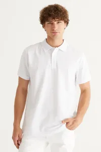 ALTINYILDIZ CLASSICS Pánske biele tričko s vyhrňovacím golierom 100% bavlna slim fit slim fit polo výstrih s krátkym rukávom