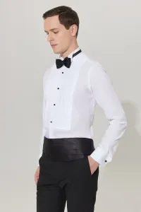 ALTINYILDIZ CLASSICS Men's White Non-iron Slim Fit Slim Fit Shirt with Ankle Collar 100% Cotton Non-iron Shirt
