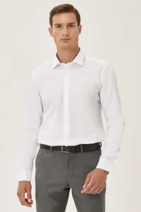 ALTINYILDIZ CLASSICS Men's White Slim Fit Narrow Cut Classic Collar Cotton Shirt
