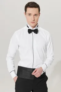 ALTINYILDIZ CLASSICS Men's White Slim Fit Slim Fit 100% Cotton Ankle Collar Shirt