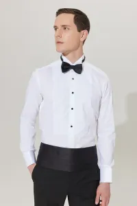 ALTINYILDIZ CLASSICS Men's White Slim Fit Slim-Fit Cut Cut Collar 100% Cotton Shirt that Wrinkles Easily