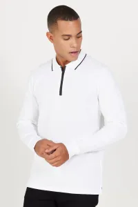 ALTINYILDIZ CLASSICS Men's White Slim Fit Slim Fit Polo Neck 100% Cotton Honeycomb T-Shirt