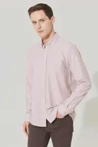 ALTINYILDIZ CLASSICS Men's White-tile Slim Fit Slim Fit Buttoned Collar Dobby Shirt