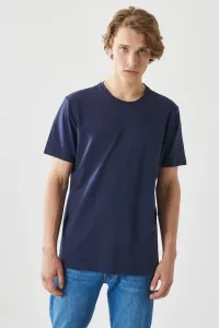 ALTINYILDIZ CLASSICS Pánske námornícke modré Slim Fit bavlnené tričko Slim Fit Crewneck