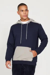 ALTINYILDIZ CLASSICS Men's Navy Blue Standard Fit Regular Cut Hoodie with Pockets Sweatshirt