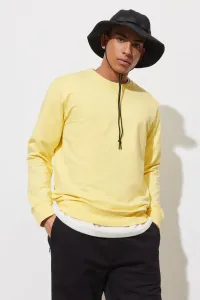ALTINYILDIZ CLASSICS Men's Yellow Standard Fit Regular Cut Crew Neck Sweatshirt