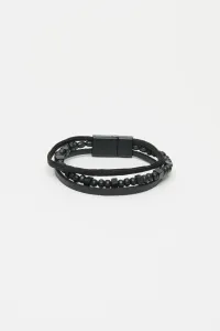 ALTINYILDIZ CLASSICS Men's Black 100% Leather Bracelet