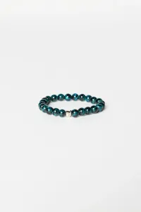 ALTINYILDIZ CLASSICS Men's Black-turquoise Glass Bead Bracelet