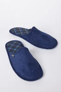 ALTINYILDIZ CLASSICS Men's Navy Blue-Blue Twigy Soft Sole Indoor Slippers Groom Dowry