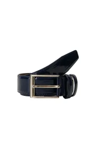 ALTINYILDIZ CLASSICS Men's Navy Blue Classic Patterned Patent Leather Suit Belt
