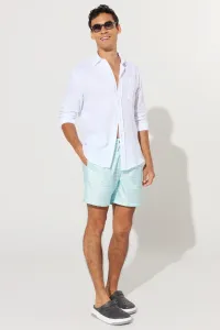 ALTINYILDIZ CLASSICS Men's White Mint Standard Fit Regular Cut Patterned Swimwear
