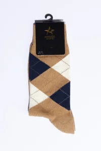 ALTINYILDIZ CLASSICS Men's Beige-Navy Blue Patterned Beige Navy Blue Casual Socks