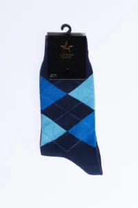 ALTINYILDIZ CLASSICS Men's Navy Blue-Blue Patterned Cotton Casual Socks