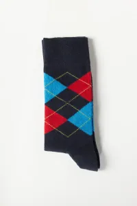 ALTINYILDIZ CLASSICS Men's Navy Blue-Red Patterned Cleat Socks
