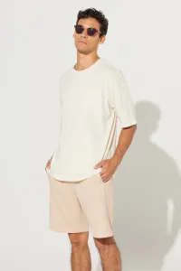 ALTINYILDIZ CLASSICS Men's Milk Brown Standard Fit Normal Cut 100% Cotton Shorts with Pocket