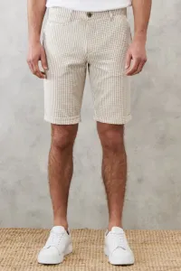 ALTINYILDIZ CLASSICS Men's White-beige Slim Fit Slim Fit Striped Side Pocket Casual Flexible Shorts
