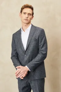 ALTINYILDIZ CLASSICS Men's Anthracite Slim Fit Narrow Cut Mono Collar Tweet Patterned Woolen Suit
