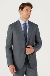 ALTINYILDIZ CLASSICS Men's Anthracite Slim Fit Slim Fit Monocollar Dobby Classical Suit