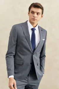 ALTINYILDIZ CLASSICS Men's Navy Blue-gray Extra Slim Fit Slim Fit Dovetail Neck Checkered Classic Suit