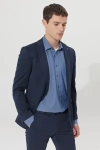 ALTINYILDIZ CLASSICS Men's Navy Blue Slim Fit Narrow Cut Mono Collar Navy Blue Suit