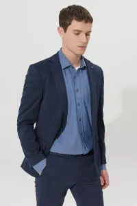 ALTINYILDIZ CLASSICS Men's Navy Blue Slim Fit Slim Fit Monocollar Navy Blue Suit