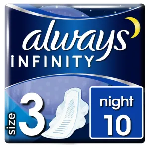Always Infinity Night (Size 3) Hygienické Vložky Krídelká 10 Revolučná Technológia Always Best Comfort & Protection Vložky