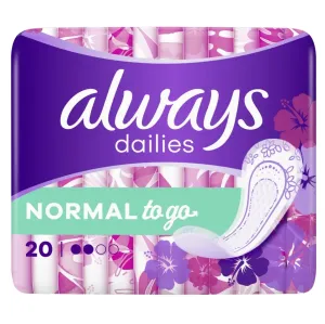 Always Dailies Normal To Go Intímky 20 ks, Flexibilné A Pohodlné, Jednotlivo Balené