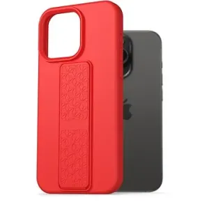AlzaGuard Liquid Silicone Case with Stand na iPhone 15 Pro červený
