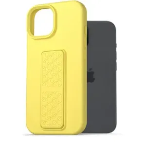 AlzaGuard Liquid Silicone Case with Stand na iPhone 15 žltý