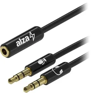 AlzaPower 2x 3.5mm Jack (M) to 3.5mm Jack 4P-TRRS (F) 0.15m čierny