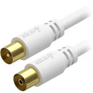AlzaPower Core Coaxial IEC (M) – IEC (F) pozlátený konektor 5 m biely