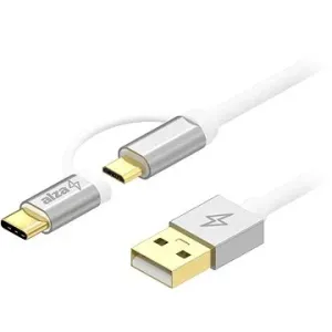 AlzaPower AluCore 2 in1 USB-A to Micro USB/USB-C 0,5 m biely