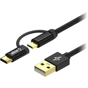 AlzaPower AluCore 2in1 USB-A to Micro USB/USB-C 1m čierny