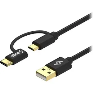 AlzaPower Core 2in1 USB-A to Micro USB/USB-C 0.5m čierny