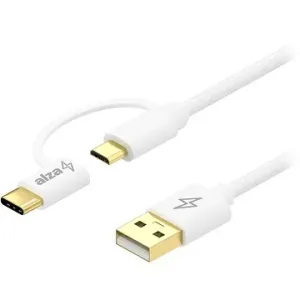 AlzaPower Core 2in1 USB-A to Micro USB/USB-C 1m biely