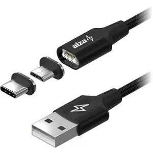 AlzaPower MagCore 2in1 USB-A to Micro USB/USB-C 60W 1m čierny