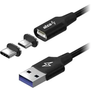 AlzaPower MagCore 2in1 USB-A to Micro USB/USB-C 100W 1m čierny