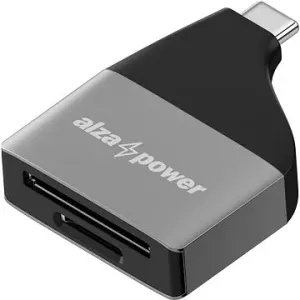 AlzaPower USB-C 3.0 Metal Memory Card Reader strieborná
