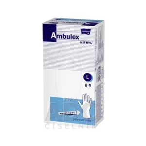 Ambulex rukavice NITRYL veľ. L, biele, dlhé, nesterilné, nepúdrované, 1x100 ks