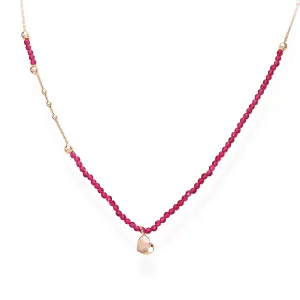 Amen Ružovo pozlátený strieborný náhrdelník s kryštálmi a srdcom Love CLCOCURR3