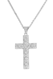Amen Strieborný náhrdelník so zirkónmi Křížek Cross CCZBB (retiazka, prívesok)