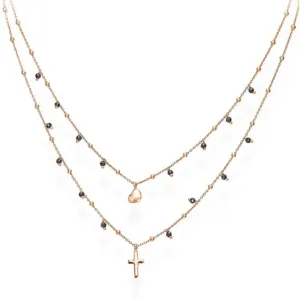 AMEN strieborný náhrdelník s krížikom a srdiečkom CL2CUCRN