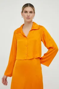 Košeľa American Vintage dámska, oranžová farba, regular, s klasickým golierom #4250013
