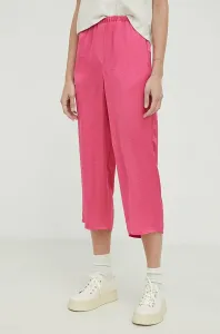 Nohavice American Vintage dámske, ružová farba, rovné, vysoký pás #6984063