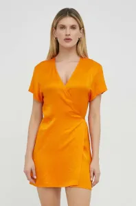 Šaty American Vintage oranžová farba, mini, áčkový strih