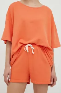 Šortky American Vintage dámske, oranžová farba, jednofarebné, vysoký pás