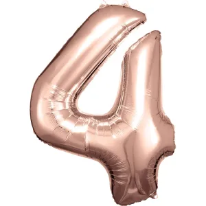 Amscan Balónik fóliový narodeninové číslo 4 ružovo-zlatý 86 cm #1564511